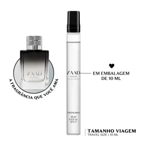 Zaad Intense 10ml Boticário Masc Parfum Perfume de bolsa.