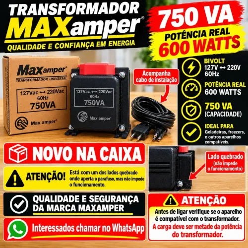 Transformador 127/220 volts 750 va