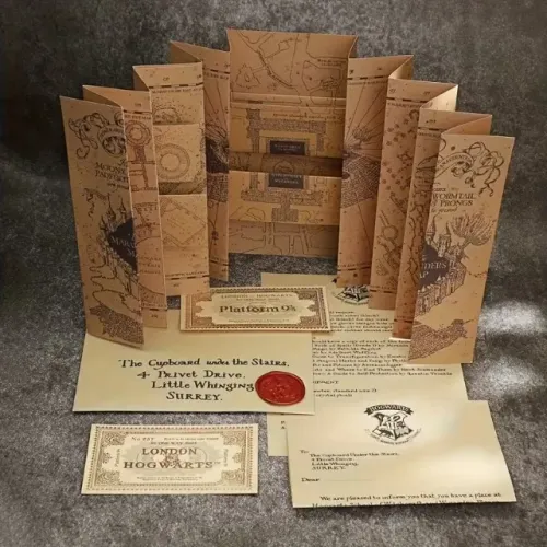 Conjunto Colecionável de 7 Peças Harry Potter Mapa Maroto Presente ou Lembrancinhas Festas
