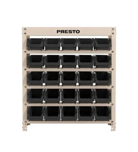 Estante gaveteiro com 25 compartimentos