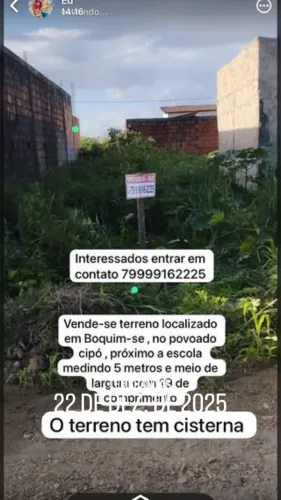 Vendo terreno em Boquim Sergipe , com cisterna