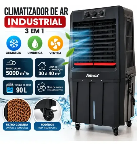 Climatizador De Ar Grande 90 Litros Amvox Acl9022 Preto