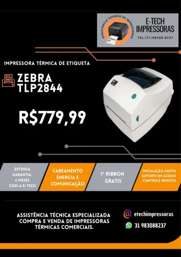Impressora Termica de Etiquetas Zebra TLP2844 - Semi Nova - 6 meses garantia
