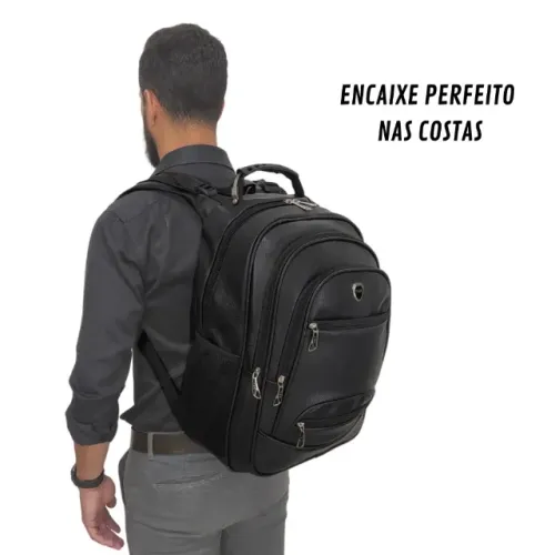 Mochila Masculina Executiva Couro Resistente Lançamento Trabalho Faculdade Escola