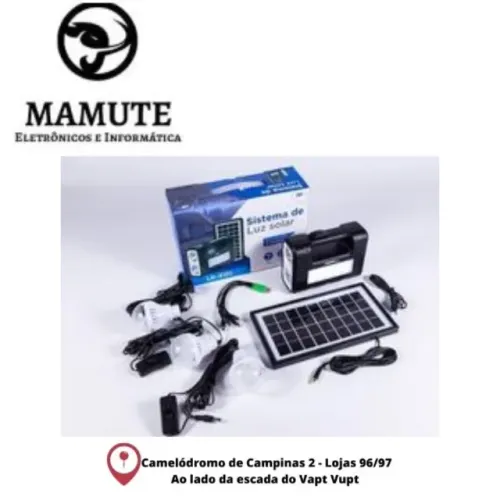 Kit Placa Solar Portátil 3 Lamp. Led Luz Emergência Lk-3101