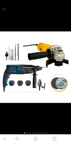 Kit Martelete Rotativo 1200W Furadeira Industrial + Esmerilhadeira Lixadeira Angular 800W 