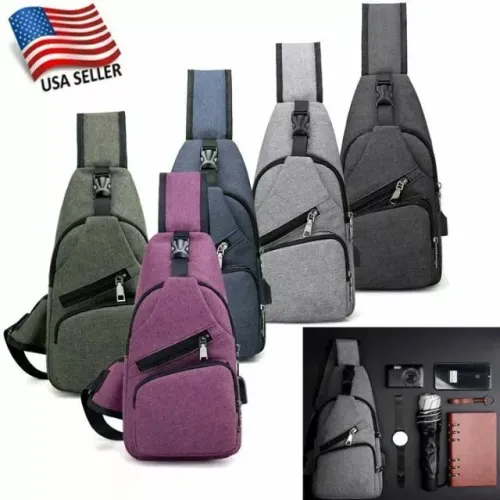 Bolsa de Ombro Peito Transversal USB - Compacta e Conectada