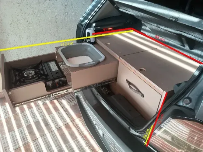 box camping carro em mdf branco 15mm, produto novo sob encomenda