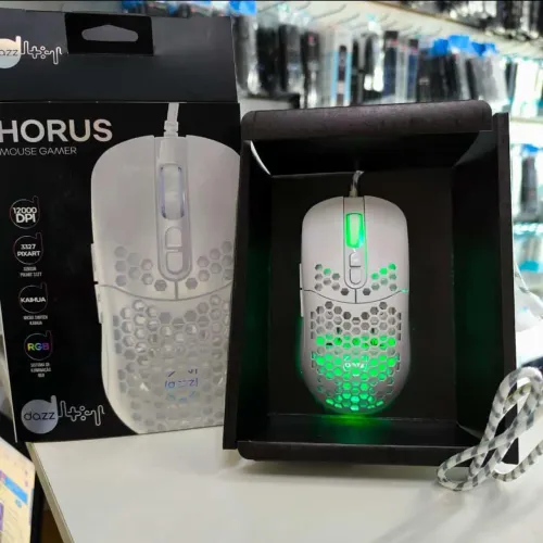 Mouse branco Gamer Dazz Horus RGB 12000 DPI