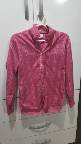 Camisa rosa xadrez feminina Tam. P