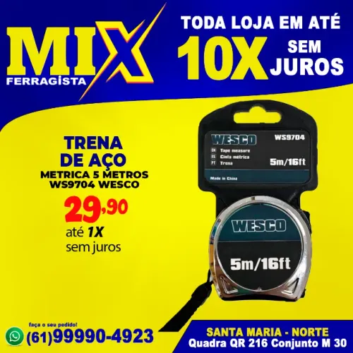 Trena De Aço Metrica 5 Metros Ws9704 Wesco
