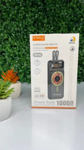 Carregador Portátil Sem Fio 10000mAh - 'GOLD PRO