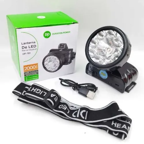 Lanterna Farolete De Cabeça Recarregável Longo Alcance Cor da lanterna Preto Cor da luz Br