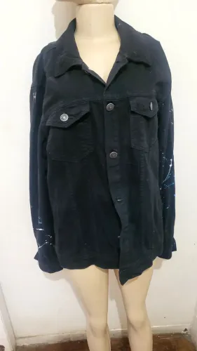 Jaqueta customizada brim preto bluesteel M