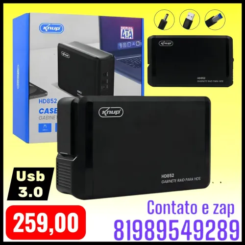 Case Externo Até 40tb Hd 3,5'' Sata Ssd Plug And Play Backup KP-HD85