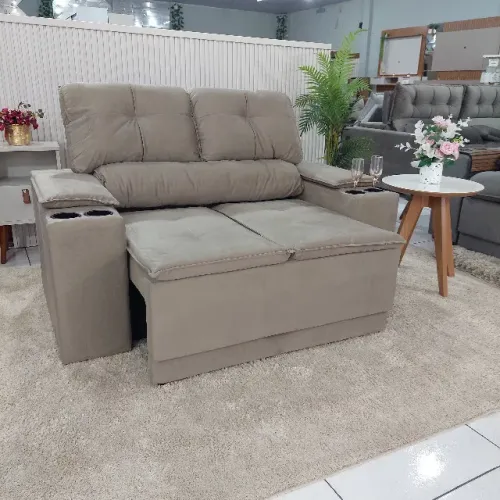 SOFA 2 LUGARES RETRATIL RECLINAVEL COM PORTA COPOS 