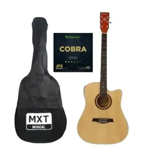 Violão eletro-acústico Shelter + Encordamento Violão aço cobra 012 + Capa Bag Mxt