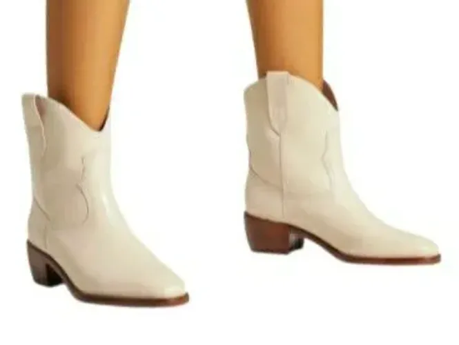 Bota Arezzo Couro Cano Curto Western Alicia texano Nude Off-white. 36. Novo.  