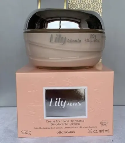 Creme Acetinado Desodorante Hidratante Corporal Lily Absolu 250g, o boticário