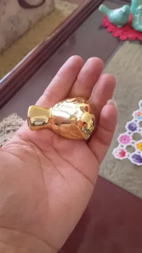 Pássaro de porcelana dourado lindo e muito antigo para colecionadores