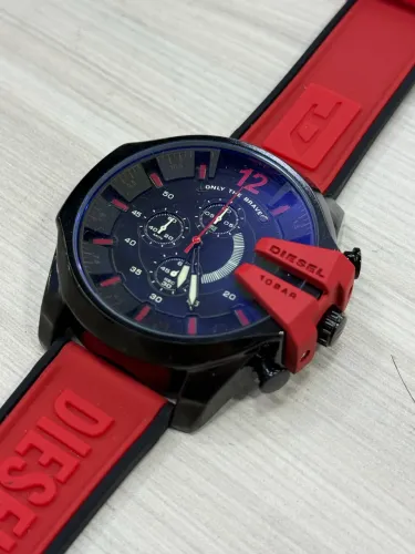 Relógio Diesel Masculino Linha Premium - 54mm - Pulseira Vermelha - Cronógrafo Funcional