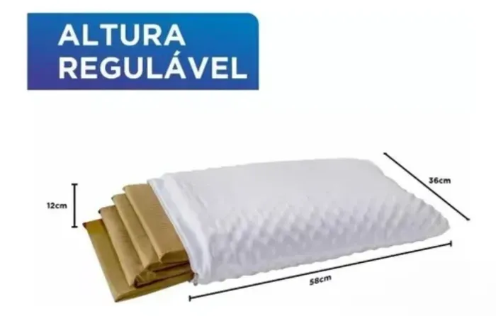 Travesseiro Magnético -  Altura Regulável 58x36cm