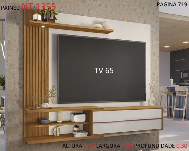 Painel para TV 65 polegadas com design moderno