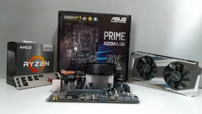 Kit Placa mãe Asus PRIME-A320M-K-BR + Processador AMD Rysen  3, 3200+ Placa de Video 1060