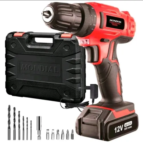 Furadeira Parafusadeira 3/8" a bateria 12 volts c/ maleta e acessórios - FPF-06M - Mondial
