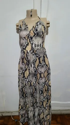 Vestido longo animal print p