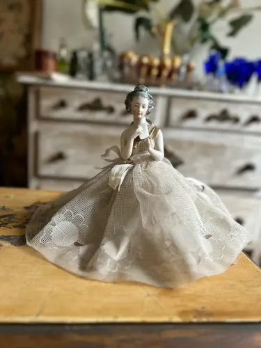 Boneca Vintage de Porcelana Half-Doll Bailarina Rara