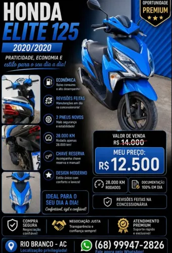 Vendo Honda Elite 125cc Ano 2020.