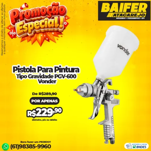 Pistola Para Pintura Tipo Gravidade PGV-600 Vonder