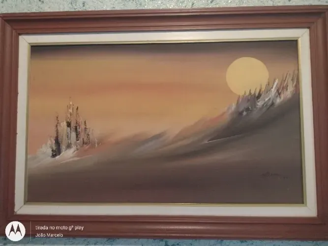 Quadro Antigo Esdras - Pintura Óleo Sobre Tela Surrealista (Rio)