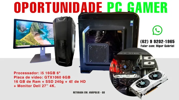 PC Gamer i5 16GB GTX 1060 6GB + Monitor Dell 27 4K
