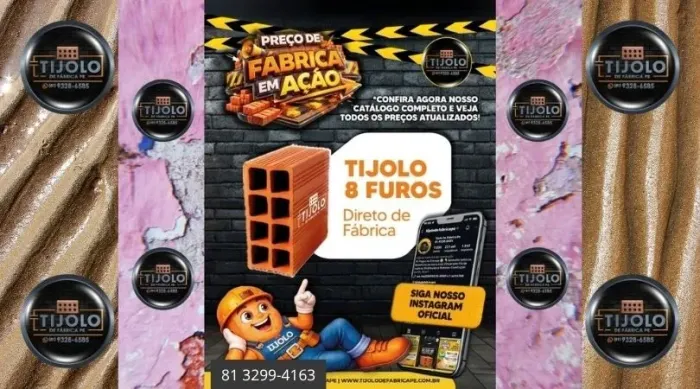 tijolo 8 furos excelente acabamento 