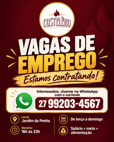 Vagas Disponíveis em Hamburgueria