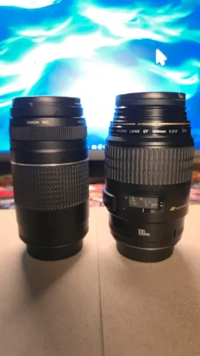 Kit 2 Lentes Canon EF - 100mm f/2.8 Macro USM + 75-300mm