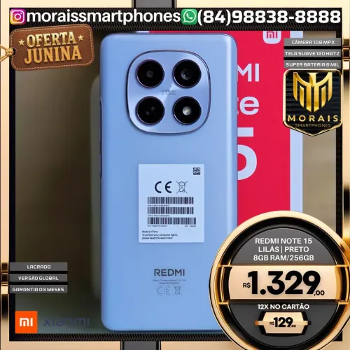 Note 15 - Lilás - 256GB | 8GB RAM - LACRADO NOVO| ENTREGA IMEDIATA |
