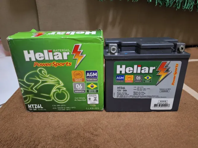 Bateria Heliar 5Ah (Modelo HTZ6L) nova
