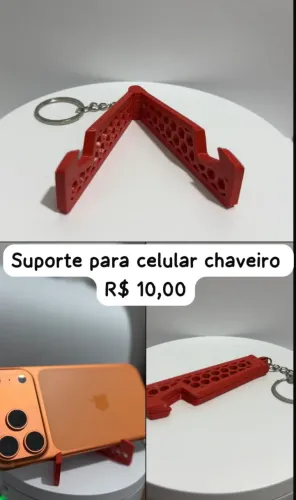 Suporte para celular, estilo chaveiro.