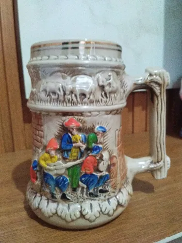 Caneca de Chopp Vintage Archote Mooca em Porcelana São Paulo 750ml
