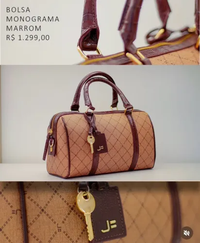bolsa baú jorge bischoff monograma marrom