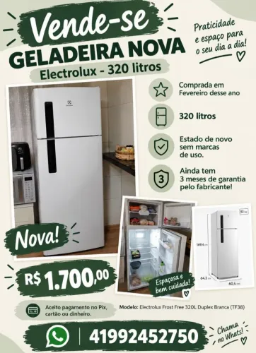 Geladeira Semi nova, nova 8 meses de uso
