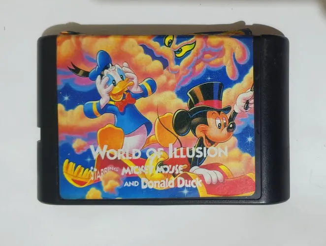 WORLD OF ILLUSION STARRING MICKEY E DONALD JOGO MEGA DRIVE E SEGA GENESIS CARTUCHO ZERADO