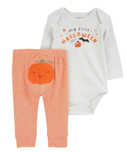 Conjunto Carter's Calça e Manga 3 Meses - 2 peças - Fantasia Halloween - Abóbora