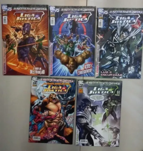 5 Hqs Liga da Justiça - 1ª Série/Panini -NOVAS - Arco A Noite Mais Densa - nº 95-99.DC