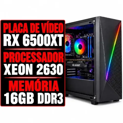 PC Gamer X79 | Xeon 2630 | 16Gb DDR3 | HD 750Gb | RX 6500XT Novo