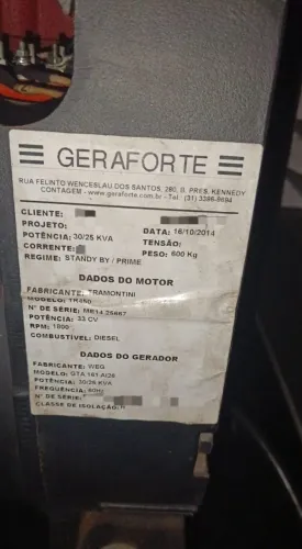 Gerador GERAFORTE 30 kVA (30kVA) 2014