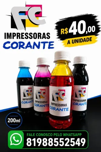 Tinta Impressora Epson , Hp e Canon 200ml